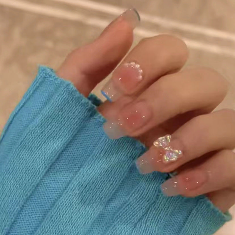 Glittery French Tip Press-On Nail Set Stornfield
