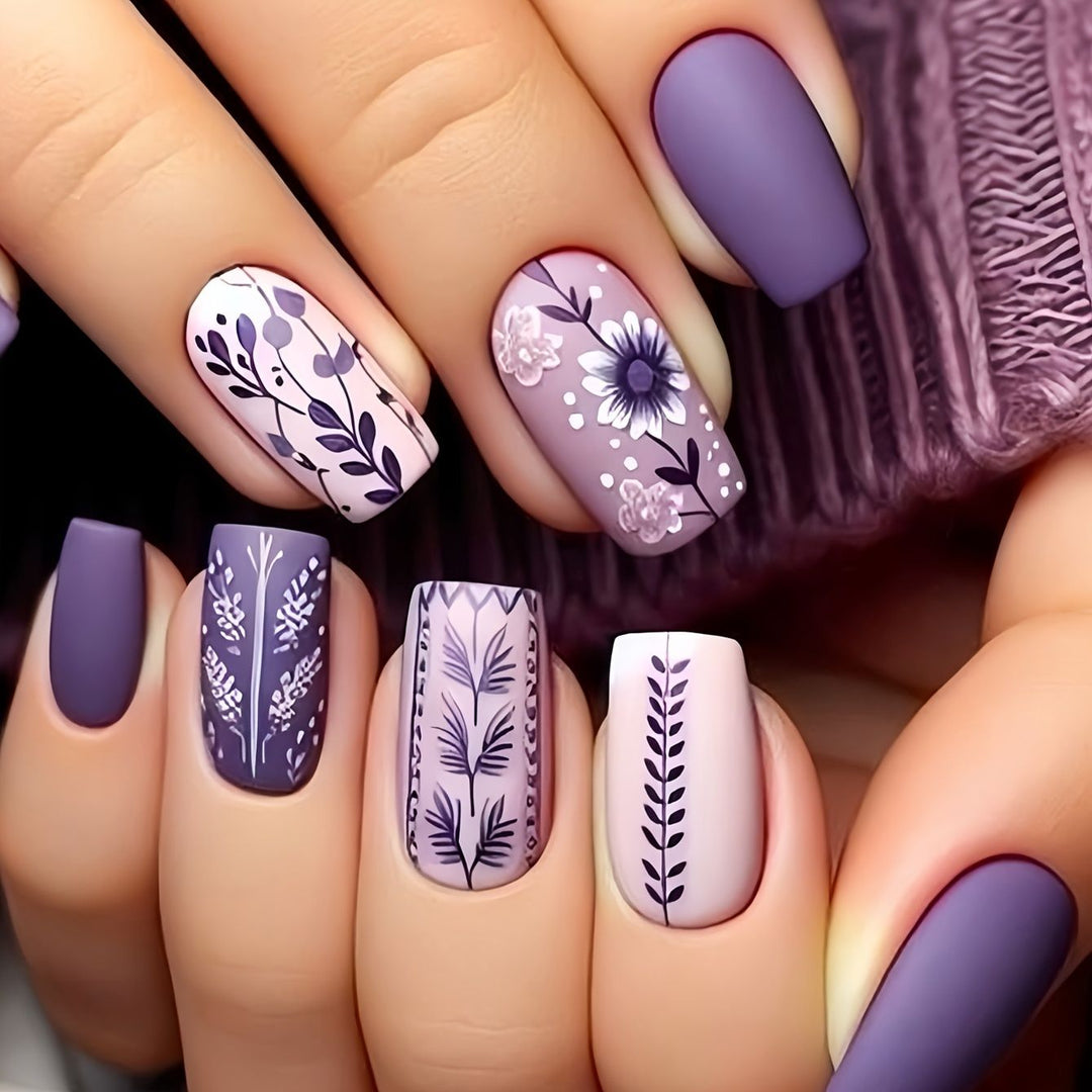 Artistic Floral Press-On Nail Art Set Stornfield