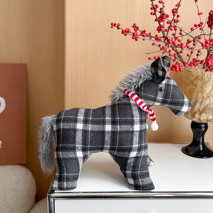Decorative cuddle horse made of teddy fleece as a decorative and play cushion