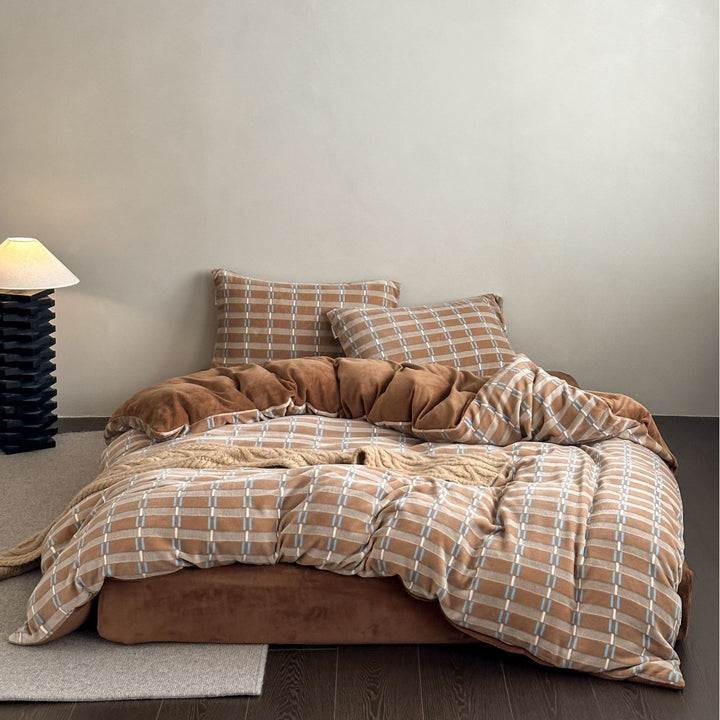 Brushed Cotton Checked Duvet Cover and Pillowcase Set