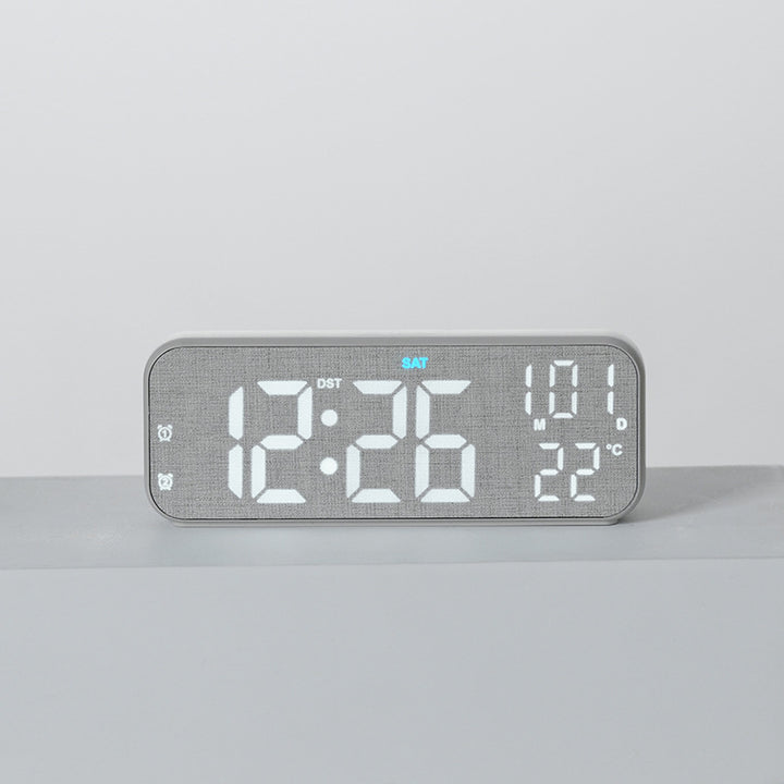 Digital wooden alarm clock with temperature and day of the week display Stornfield
