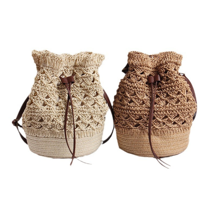 Handmade straw bag with leather accents Stornfield