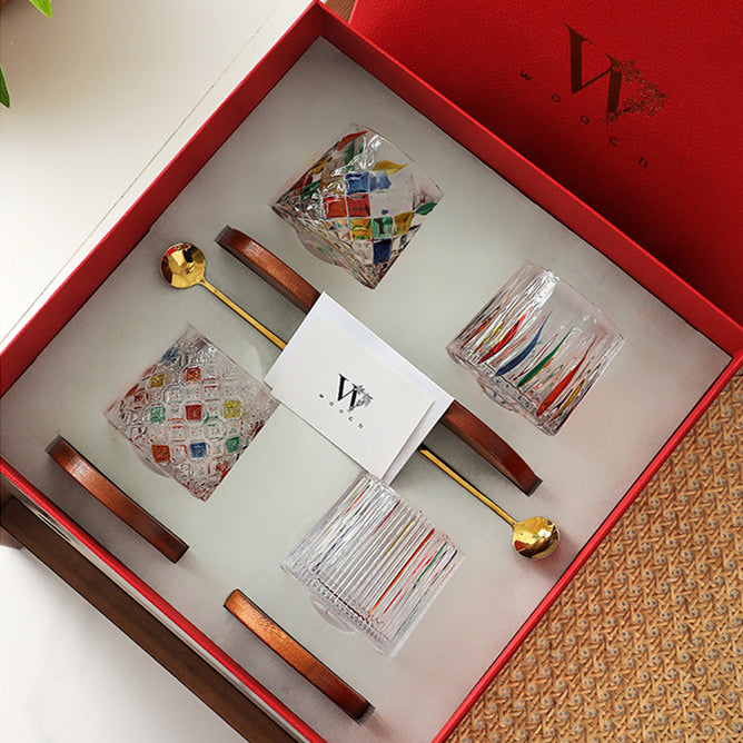 Rotating Multi Color Stained Whiskey Glass With Gift Box | Stornfield