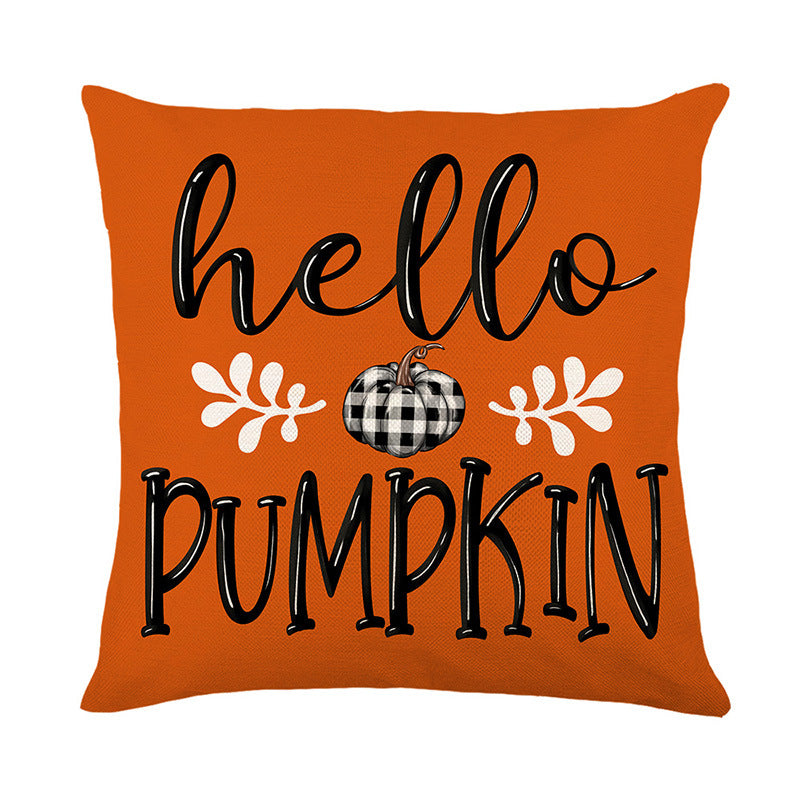 Decorative Throw Pillow Cover Autumn Pumpkin Thankful Buffalo Check Accent Case