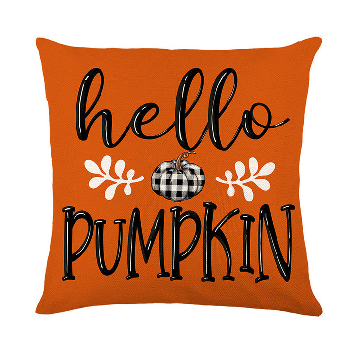 Decorative Throw Pillow Cover Autumn Pumpkin Thankful Buffalo Check Accent Case