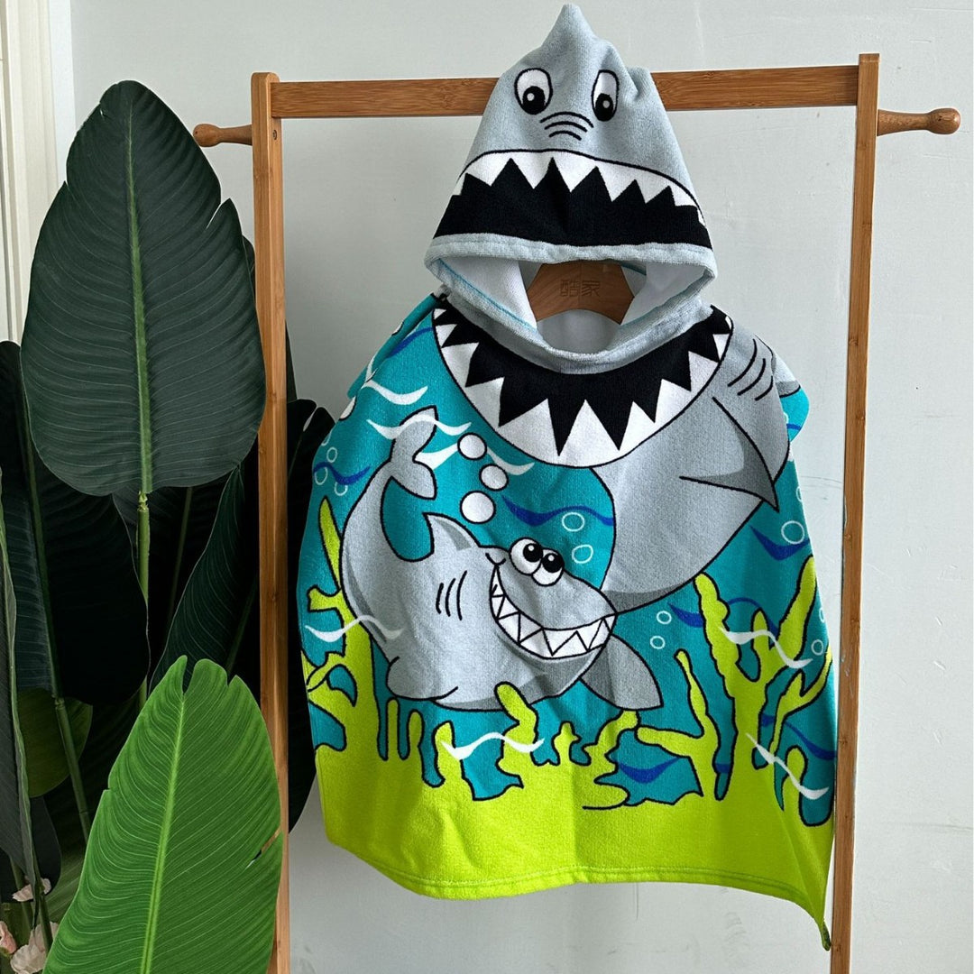 Kids' Shark-Themed Hooded Towel Poncho Stornfield
