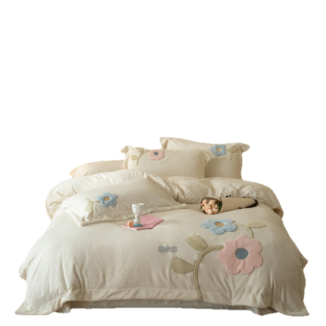 Pastel Appliqué Cotton Duvet Cover Set