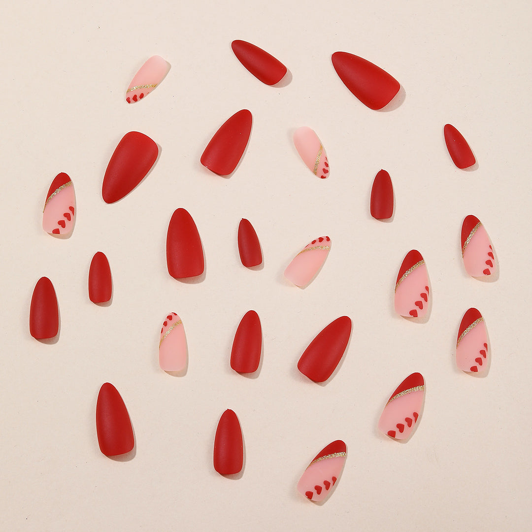 Heart-Accent Stiletto Nail Art Stornfield