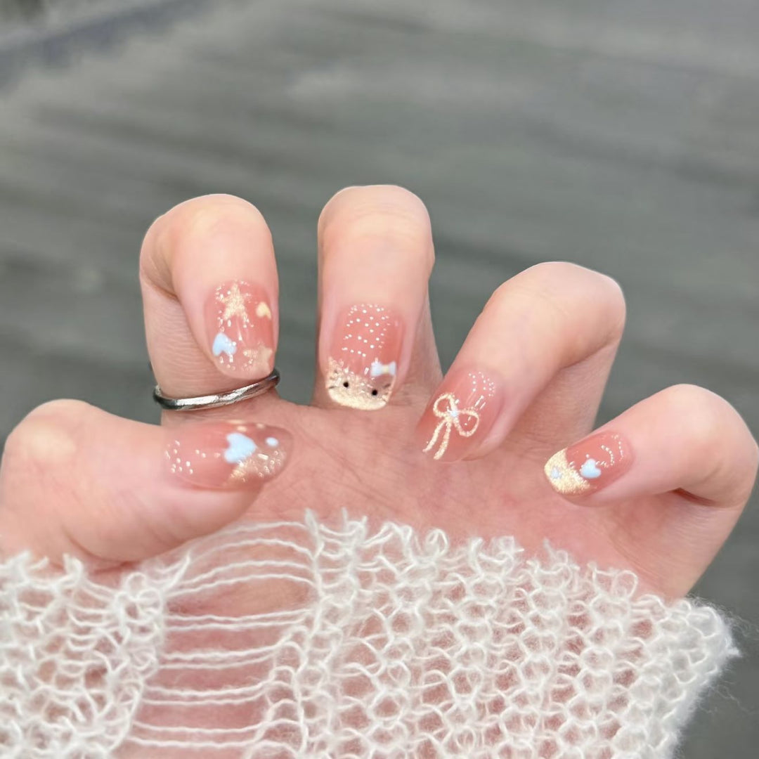 Glossy Natural Finish Press-On Nail Set