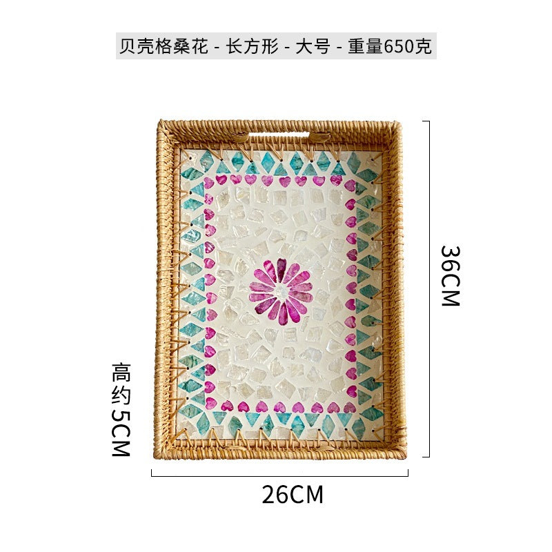 Women rectangular serving platter with handmade mosaic Stornfield