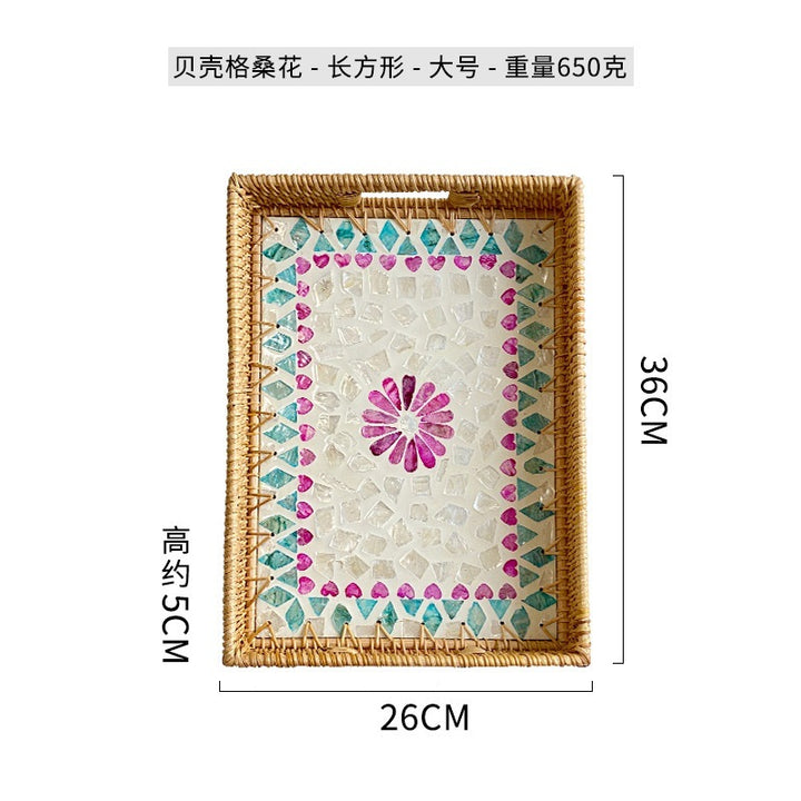 Women rectangular serving platter with handmade mosaic Stornfield