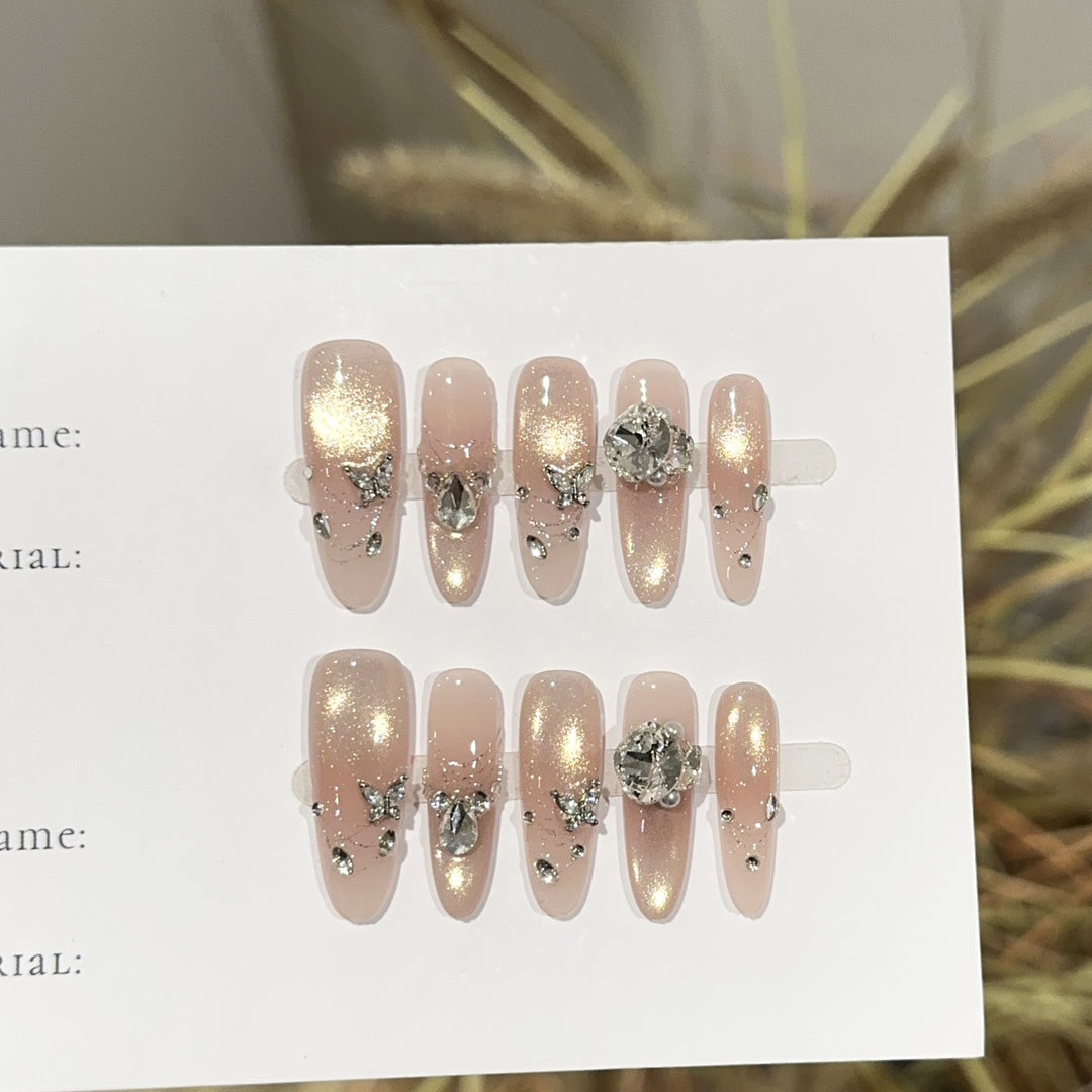 Glamorous Rhinestone Embellished Press-On Nail Set