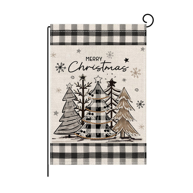 Holiday Welcome Burlap Garden Flag with Vintage Santa Illustration
