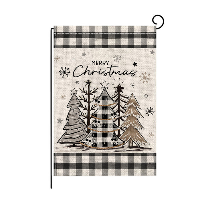 Holiday Welcome Burlap Garden Flag with Vintage Santa Illustration