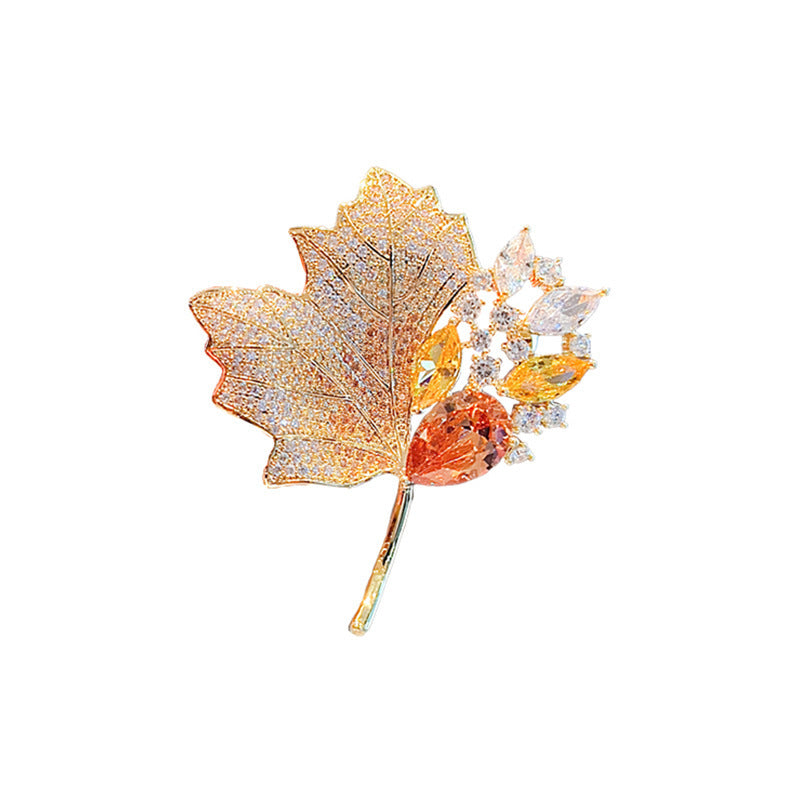 Exquisite leaf brooch with sparkling crystals Stornfield