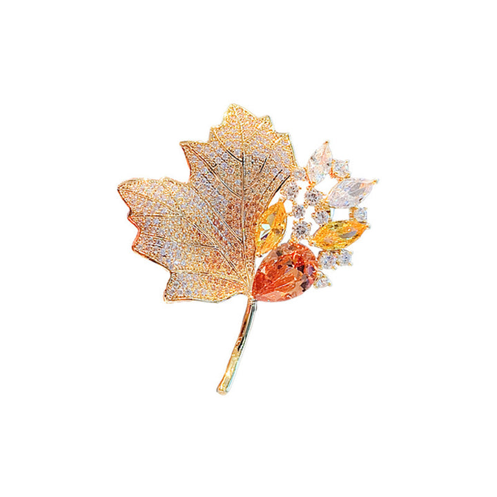 Exquisite leaf brooch with sparkling crystals Stornfield
