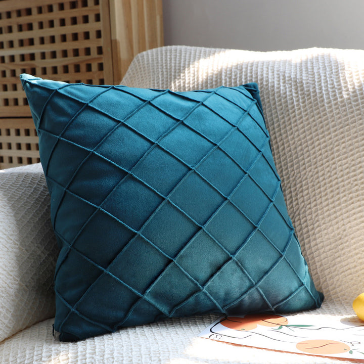 Square velvet cushion cover with quilted diamond texture Stornfield