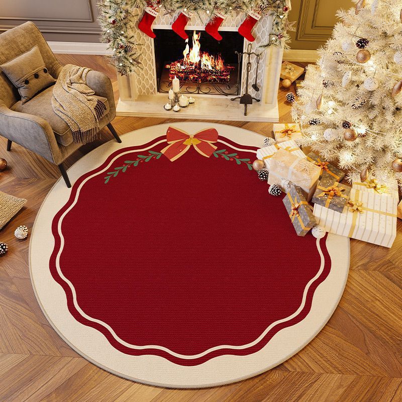 Christmas-Themed Round Area Rug for Home