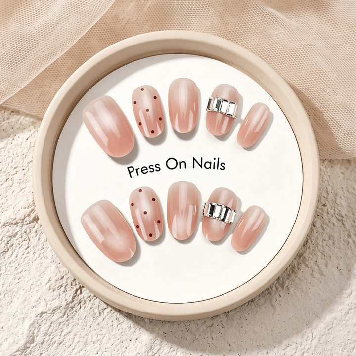 Elegant Decorative Press-On Nail Set with Accents Stornfield