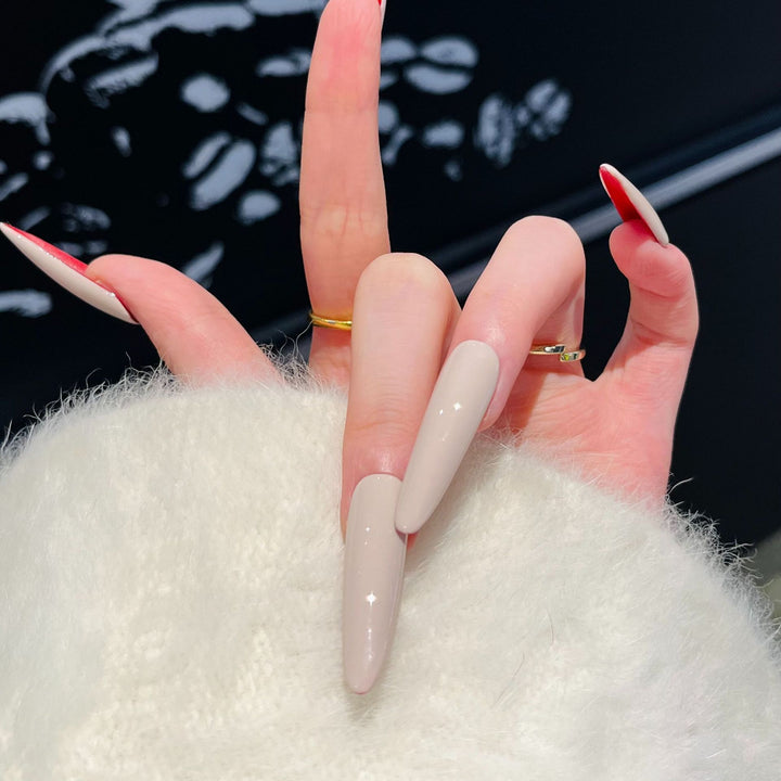 Stiletto Press-On Nail Art Set with Elegant French Tips Stornfield
