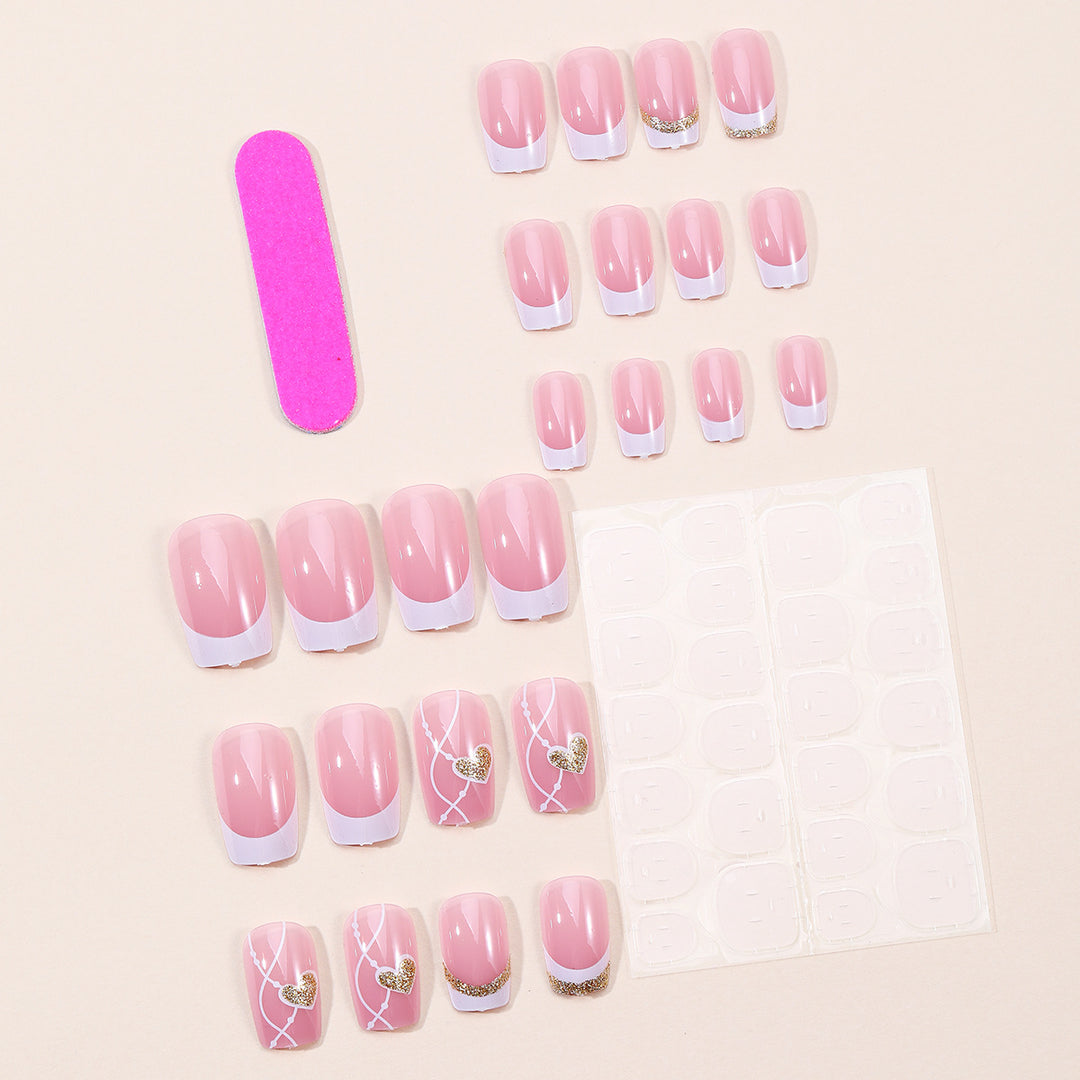 Elegant Heart-Themed Acrylic Nail Art Stornfield