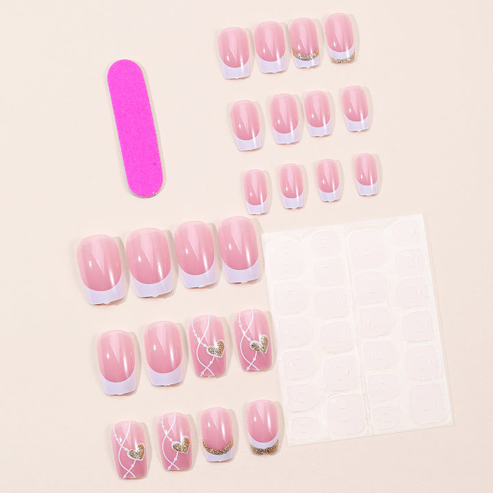 Elegant Heart-Themed Acrylic Nail Art Stornfield