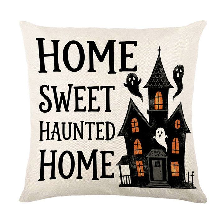 Halloween Ghost Cotton-Linen Square Throw Pillow Covers Set with Hidden Zipper