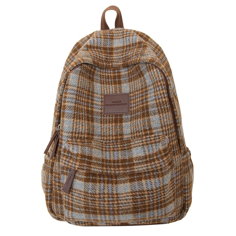 Cozy Plaid Patterned School Backpack Stornfield
