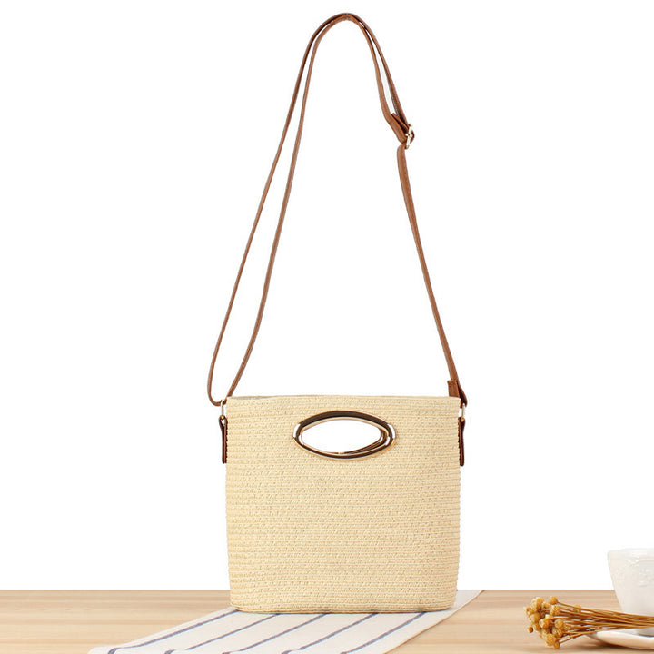 Shoulder bag made of handwoven natural material with elegant handle Stornfield