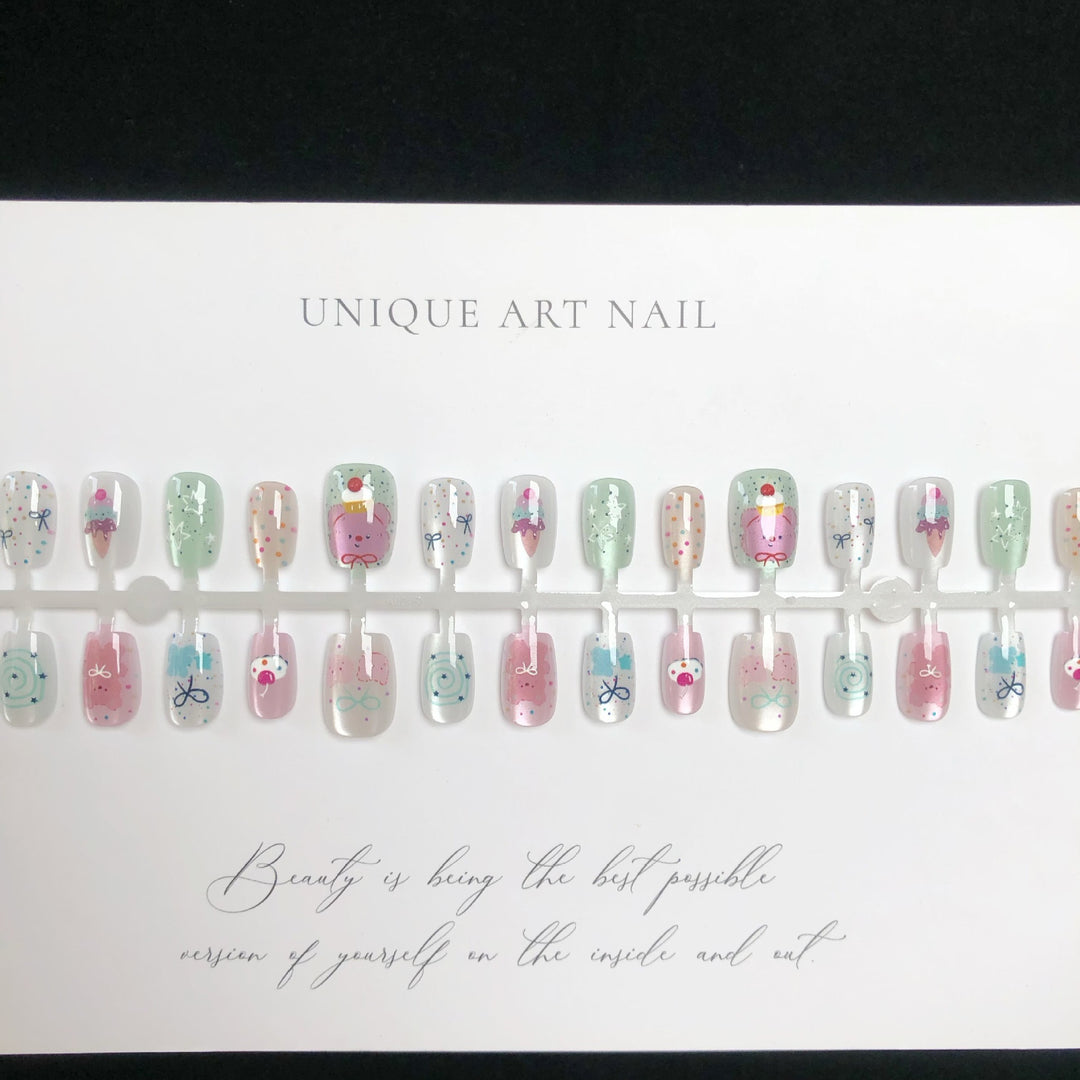 Whimsical Dessert-Themed Press-On Nail Set