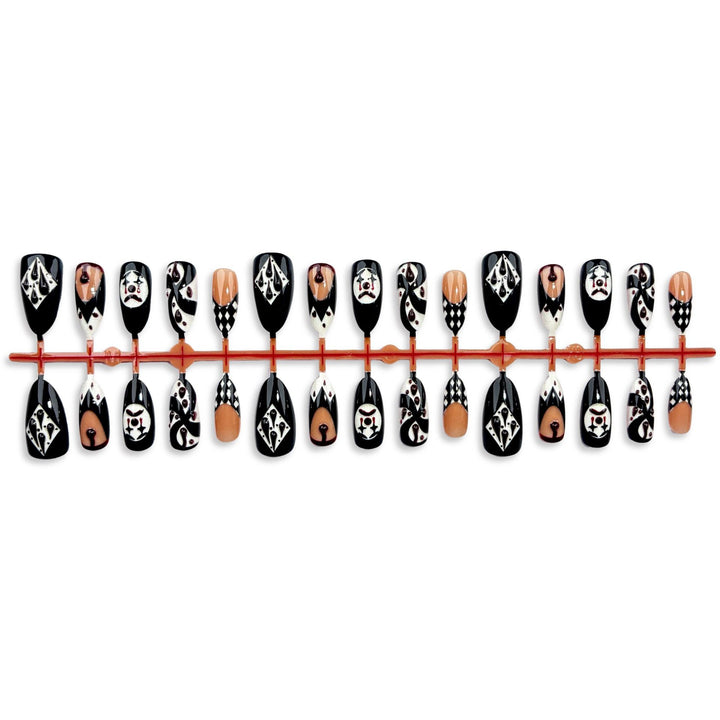 Artistic Press-On Nail Art Set with Theatrical Designs