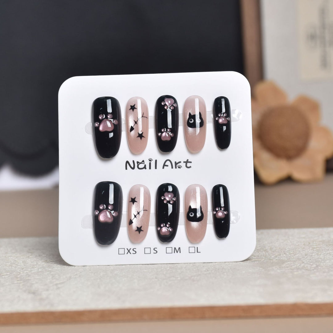 Artistic Star-Embellished Press-On Nail Set Stornfield