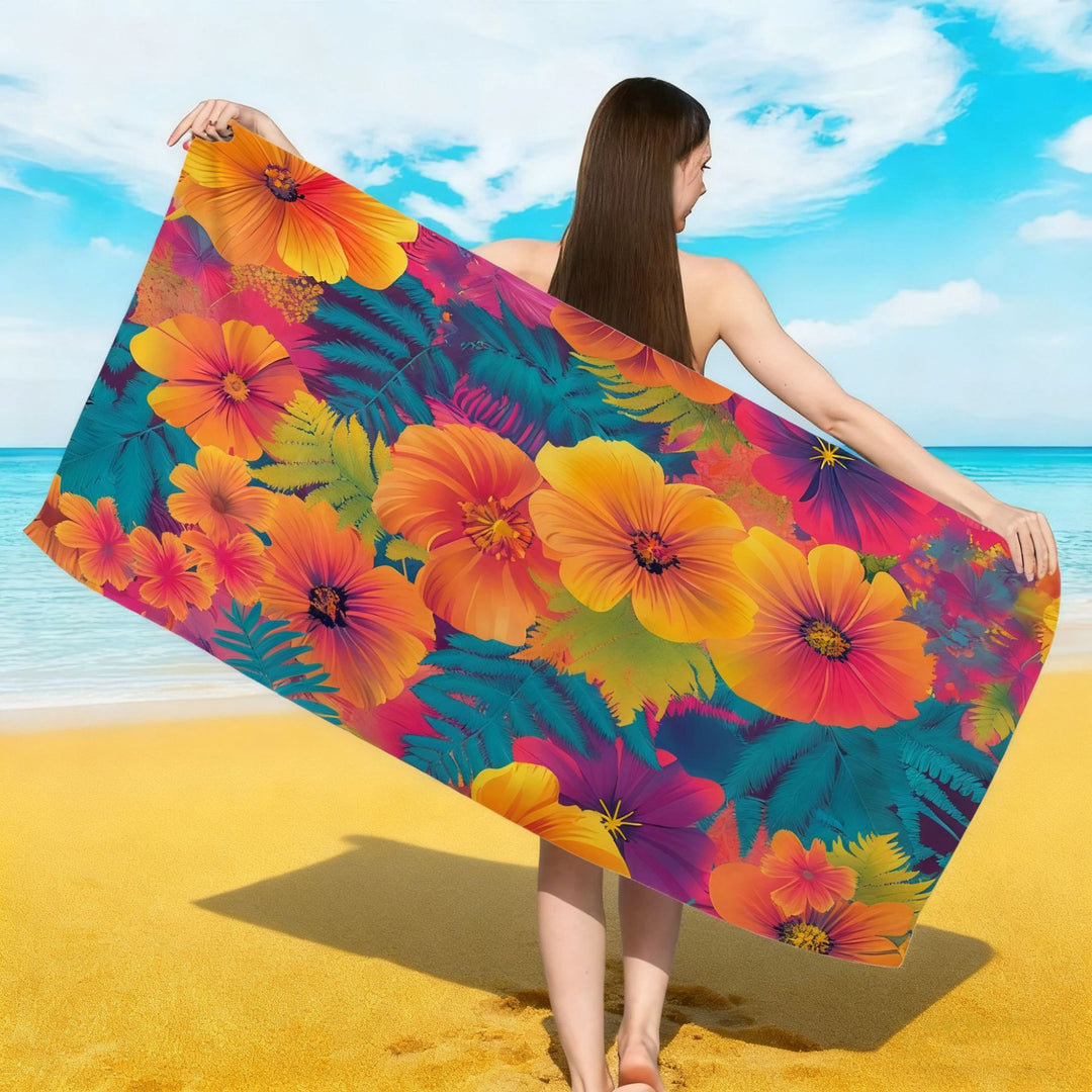 Beach towel with colorful floral pattern Stornfield