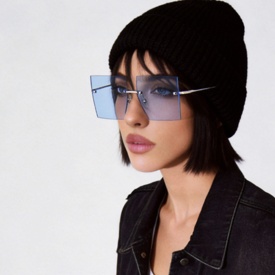 Women's fashion square sunglasses with wide lenses and delicate metal frame Stornfield