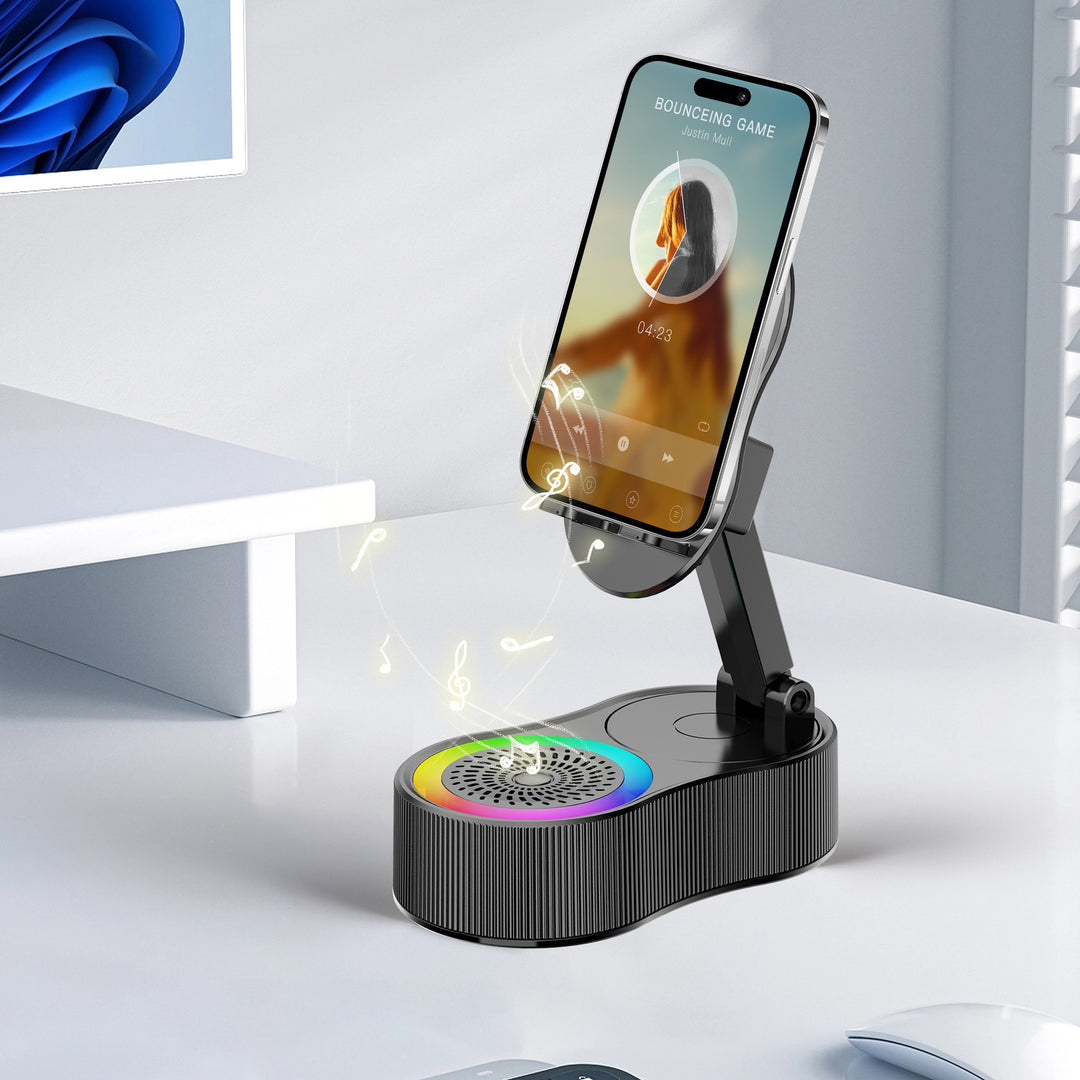 Unisex multitasking smartphone mount with integrated Bluetooth speaker Stornfield
