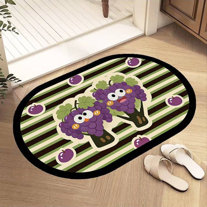 Playful Cartoon Grape-Themed Area Rug