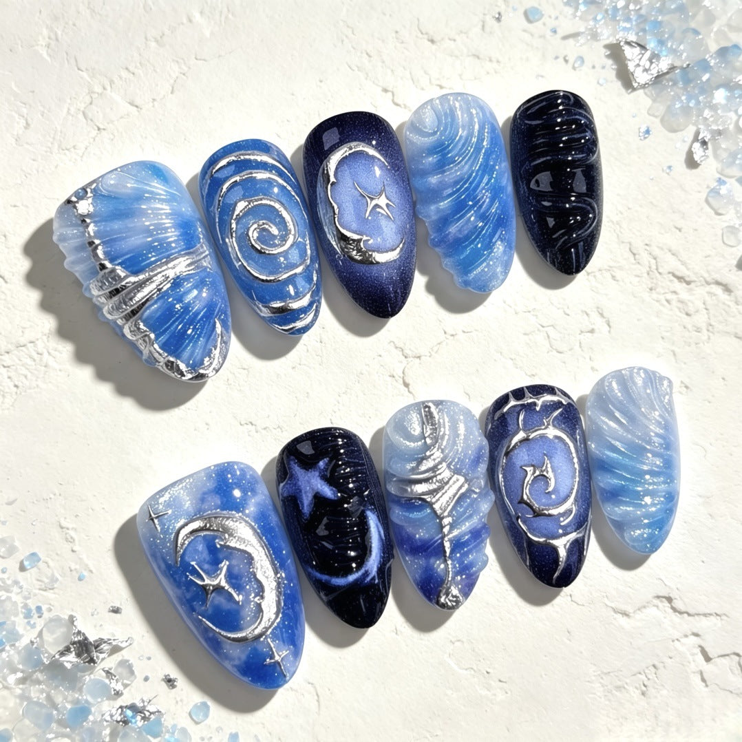 Marine-Themed Press-On Nail Art Set