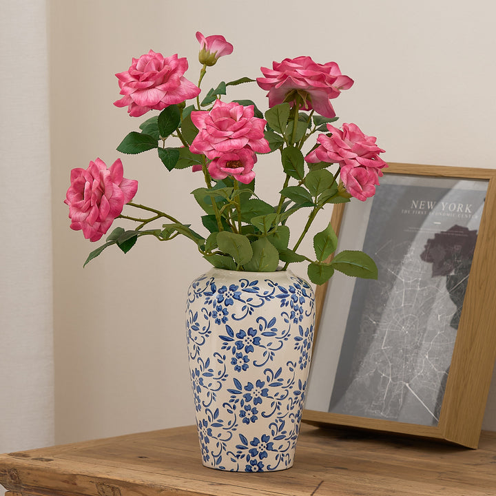 Elegant ceramic vase in floral pattern Stornfield