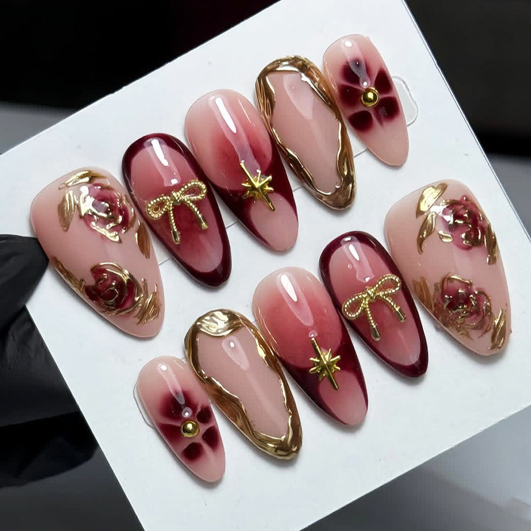 Elegant artificial nails with floral decorations Stornfield