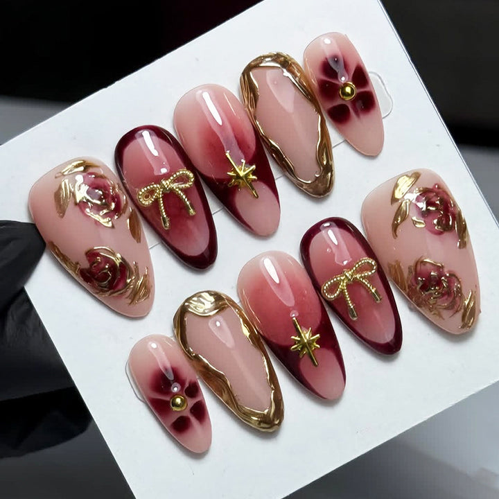 Elegant artificial nails with floral decorations Stornfield