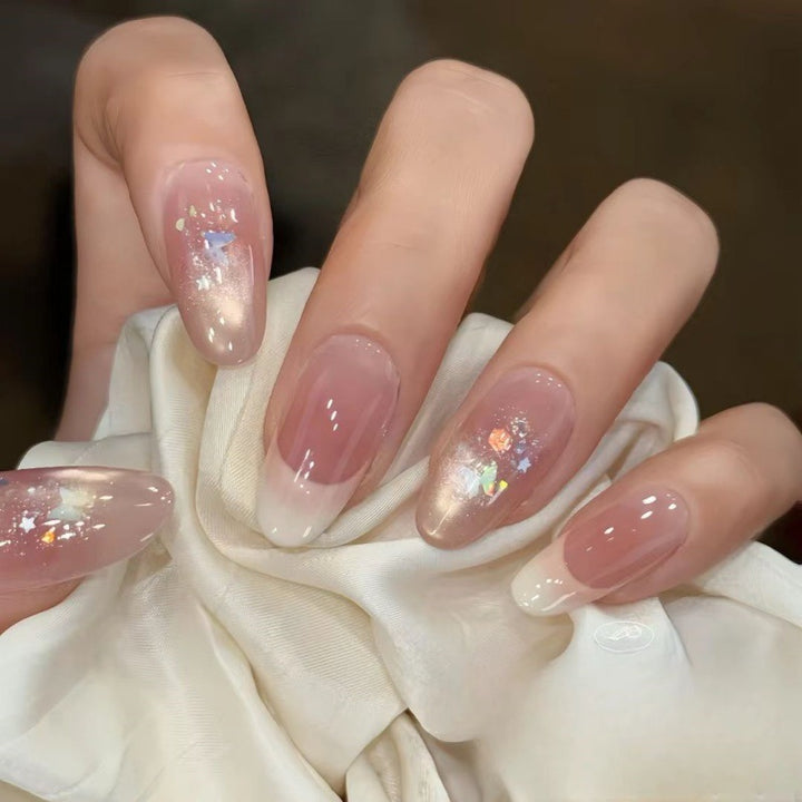 Stylish Press-On Nail Extensions with Artistic Accents