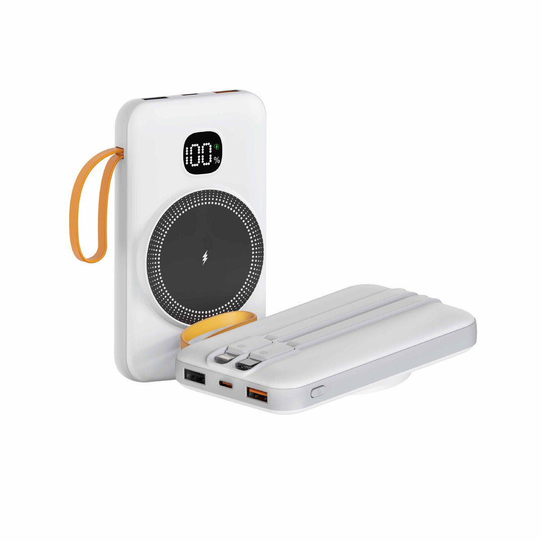 Portable power bank with integrated inductive fast charging function and LED charging status indicator Stornfield