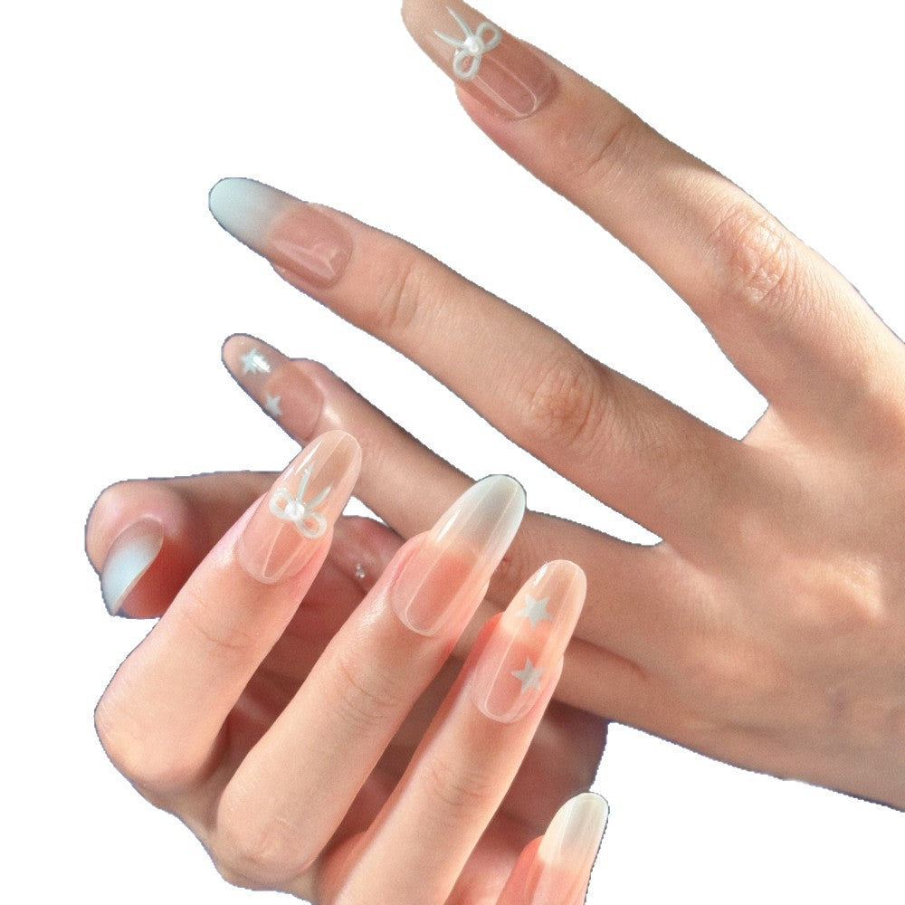 Glamorous Ombre Press-On Nail Set with Decorative Star and Bow Accents Stornfield