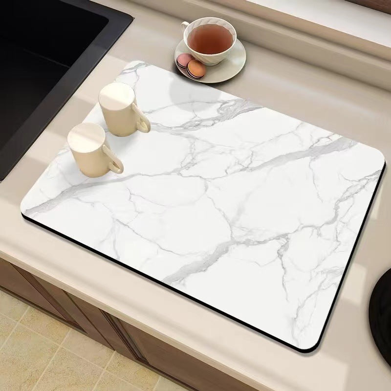 Marble-Inspired Kitchen Counter Mat Stornfield