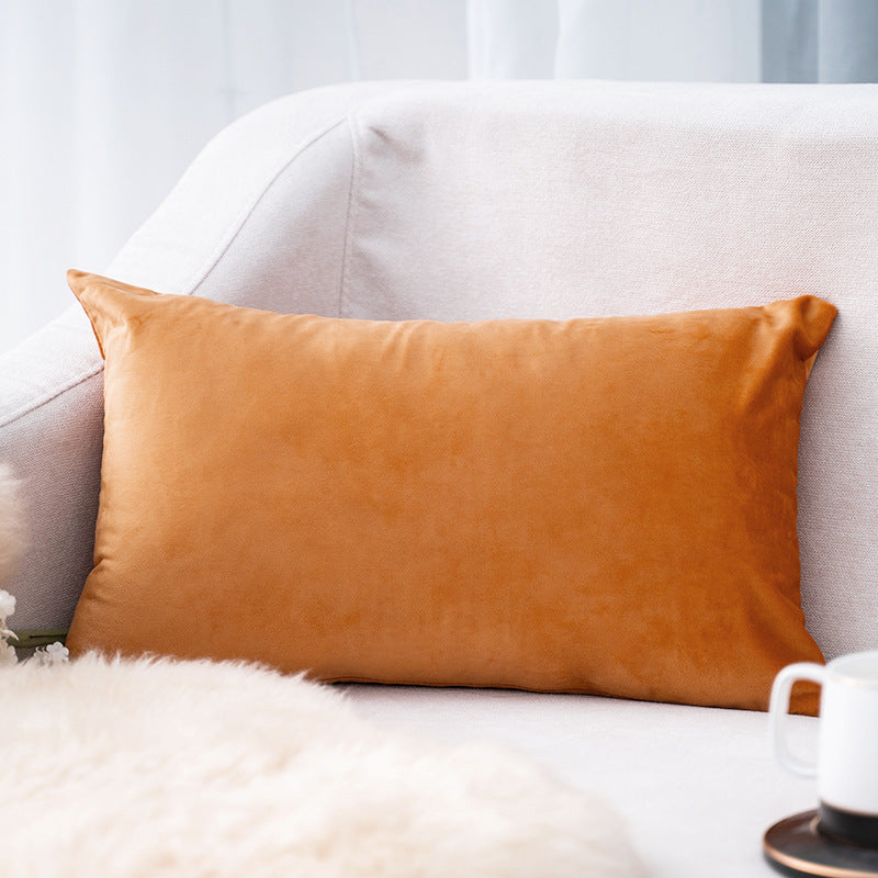 Plush Velvet Lumbar Pillow Cover with Hidden Zipper and Removable Insert Support