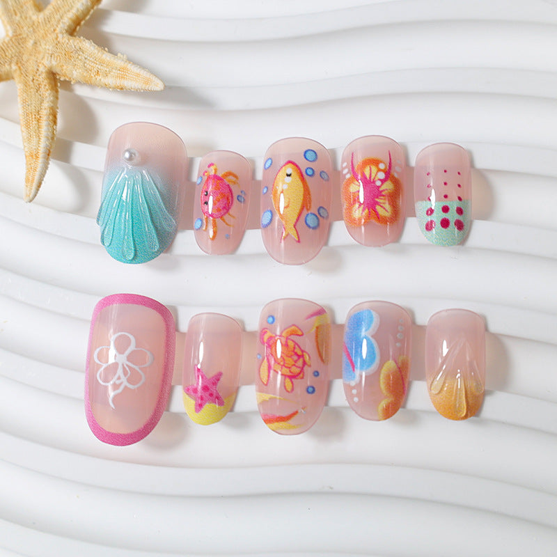 Artificial nail set with colorful floral and summery designs Stornfield