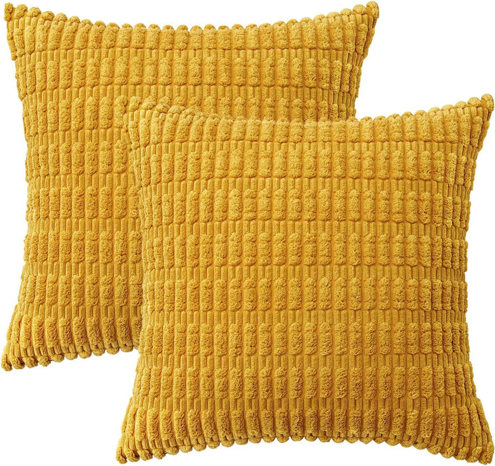 Textured Chenille Square Throw Pillow Cover Pair with Raised Grid Tufting
