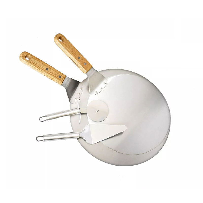 Professional Pizza Baking Set with Stainless Steel Peels, Cutter and Serving Spatula Stornfield