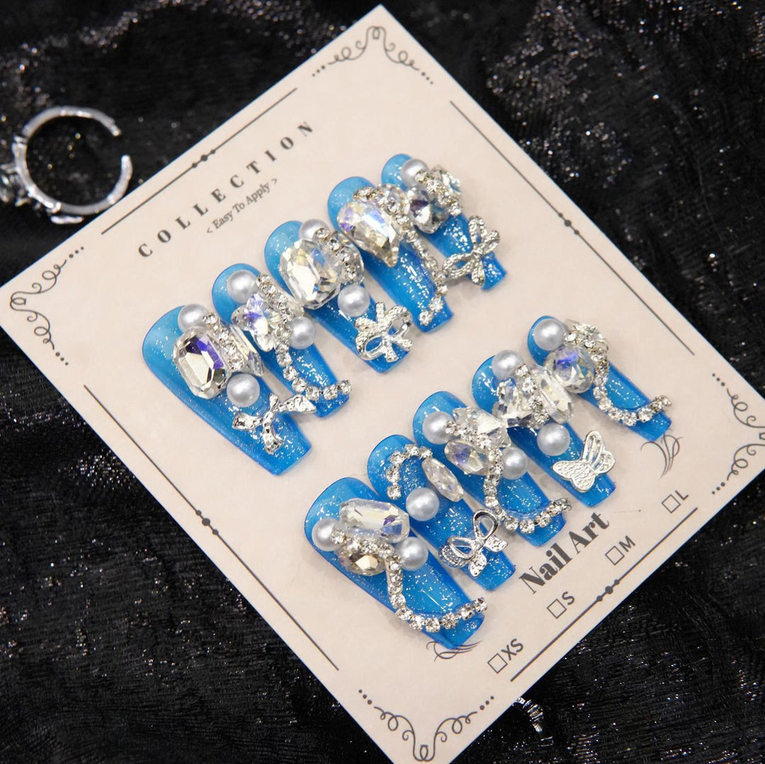 Glamorous Rhinestone-Embellished Press-On Nails