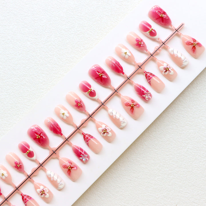 Premium Floral Press-On Nail Art Collection Stornfield